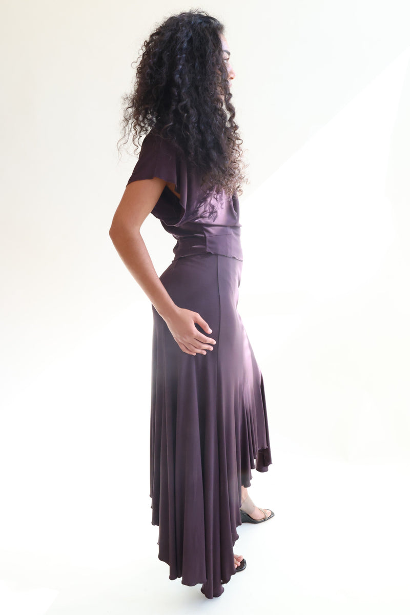 Sandy Viscose Skirt Chocolate Plum