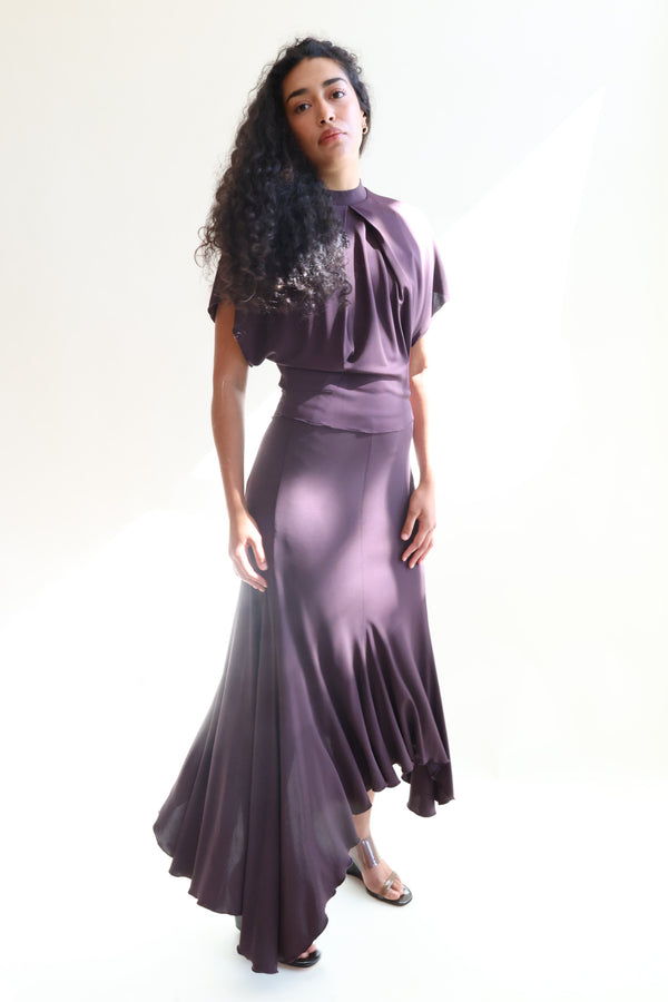 Sandy Viscose Skirt Chocolate Plum
