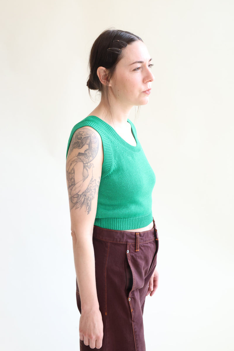 Compact Knit Tank Green