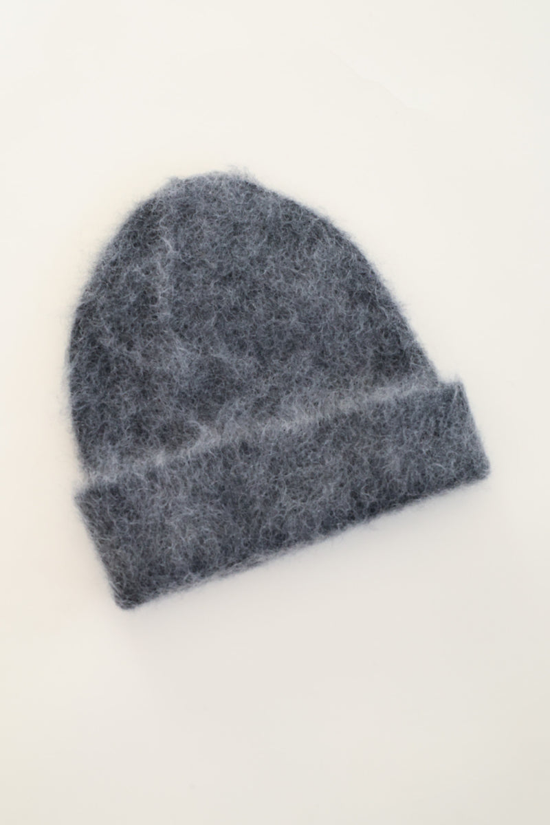 Brushed Mohair Beanie Charcoal