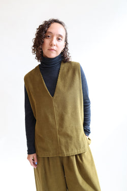 Corduroy Vest Dark Olive