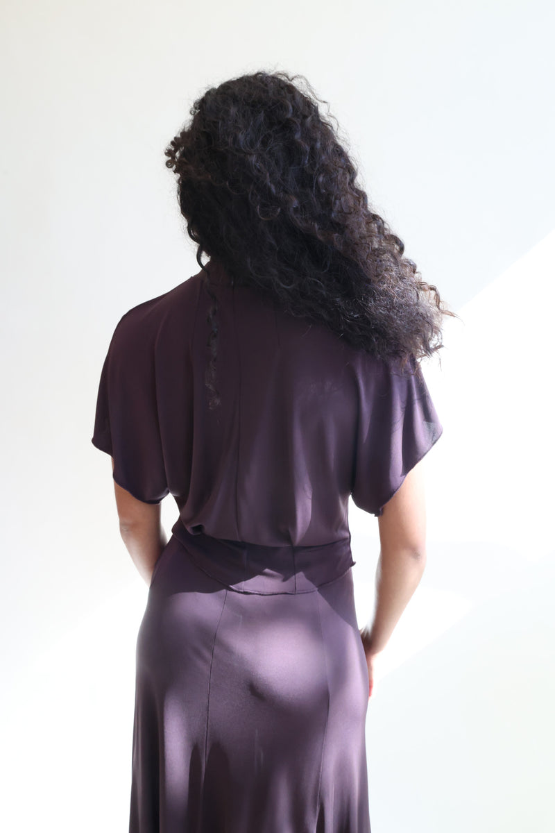 Oona Jersey Top Chocolate Plum