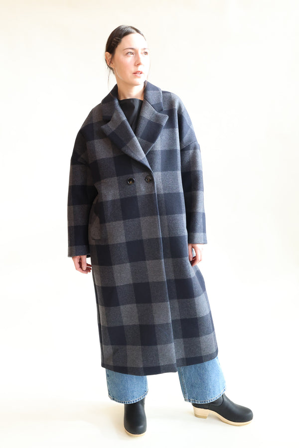 Setut Checkered Coat Navy Check