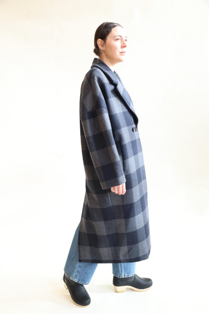 Setut Checkered Coat Navy Check