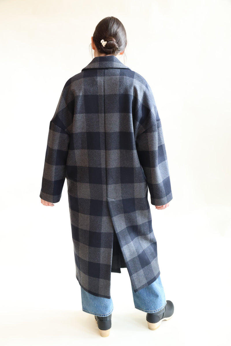 Setut Checkered Coat Navy Check