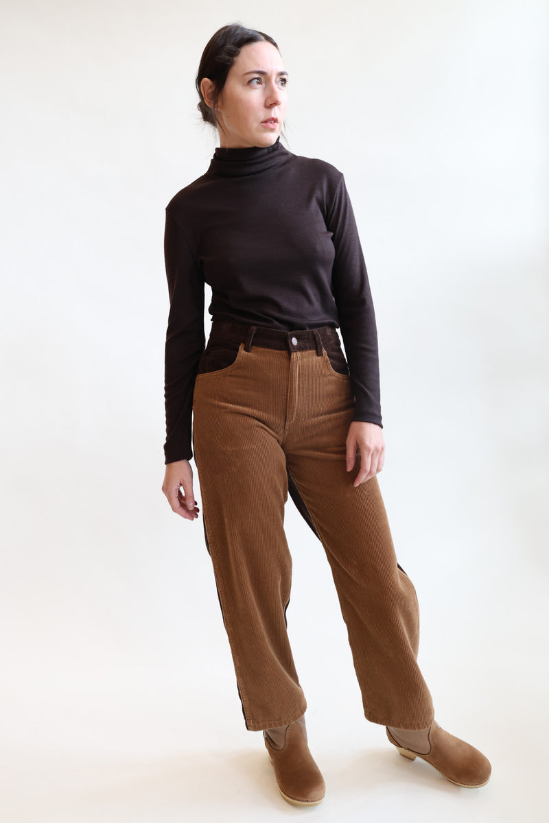 Wraparound Relaxed Jeans Walnut Corduroy