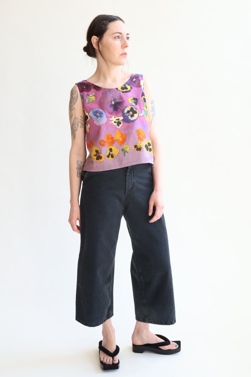 Summertop Print A - Pansies Purple