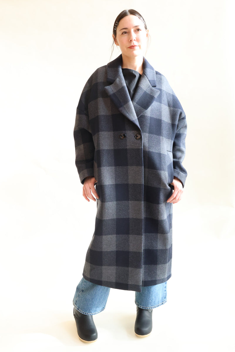 Setut Checkered Coat Navy Check