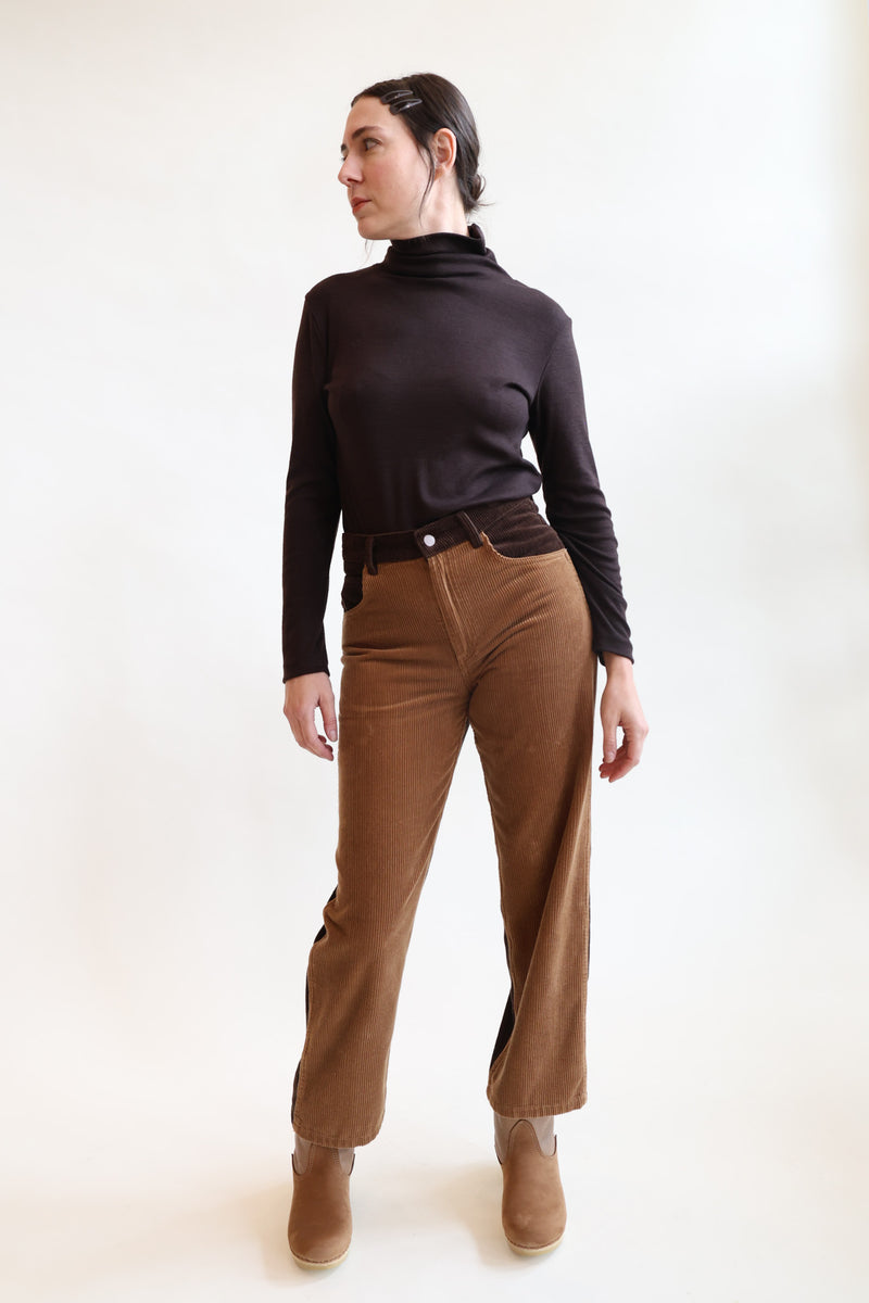 Wraparound Relaxed Jeans Walnut Corduroy