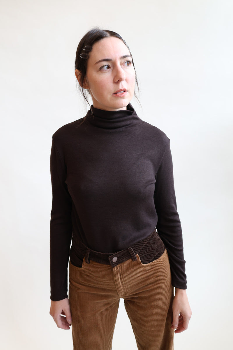 Washable Wool Turtle Neck Cacao