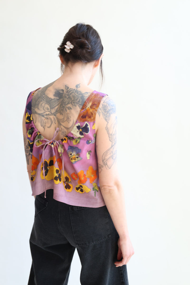 Summertop Print A - Pansies Purple