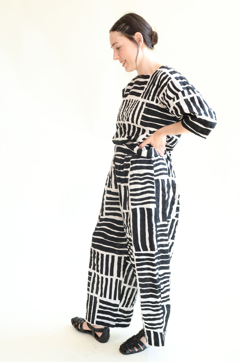 Wide Pants Black Print