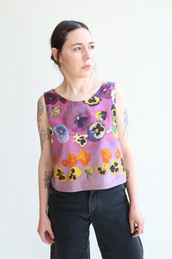 Summertop Print A - Pansies Purple