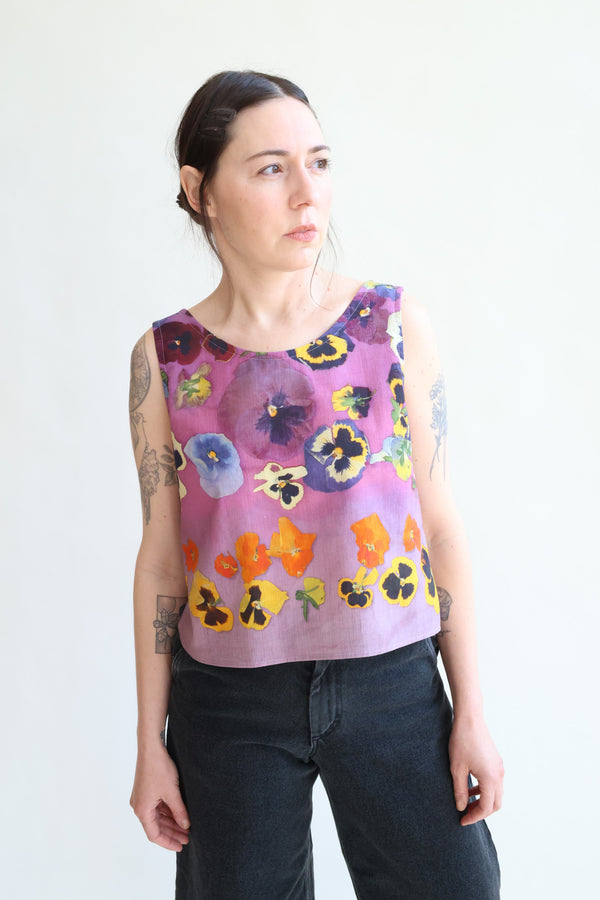 Summertop Print A - Pansies Purple
