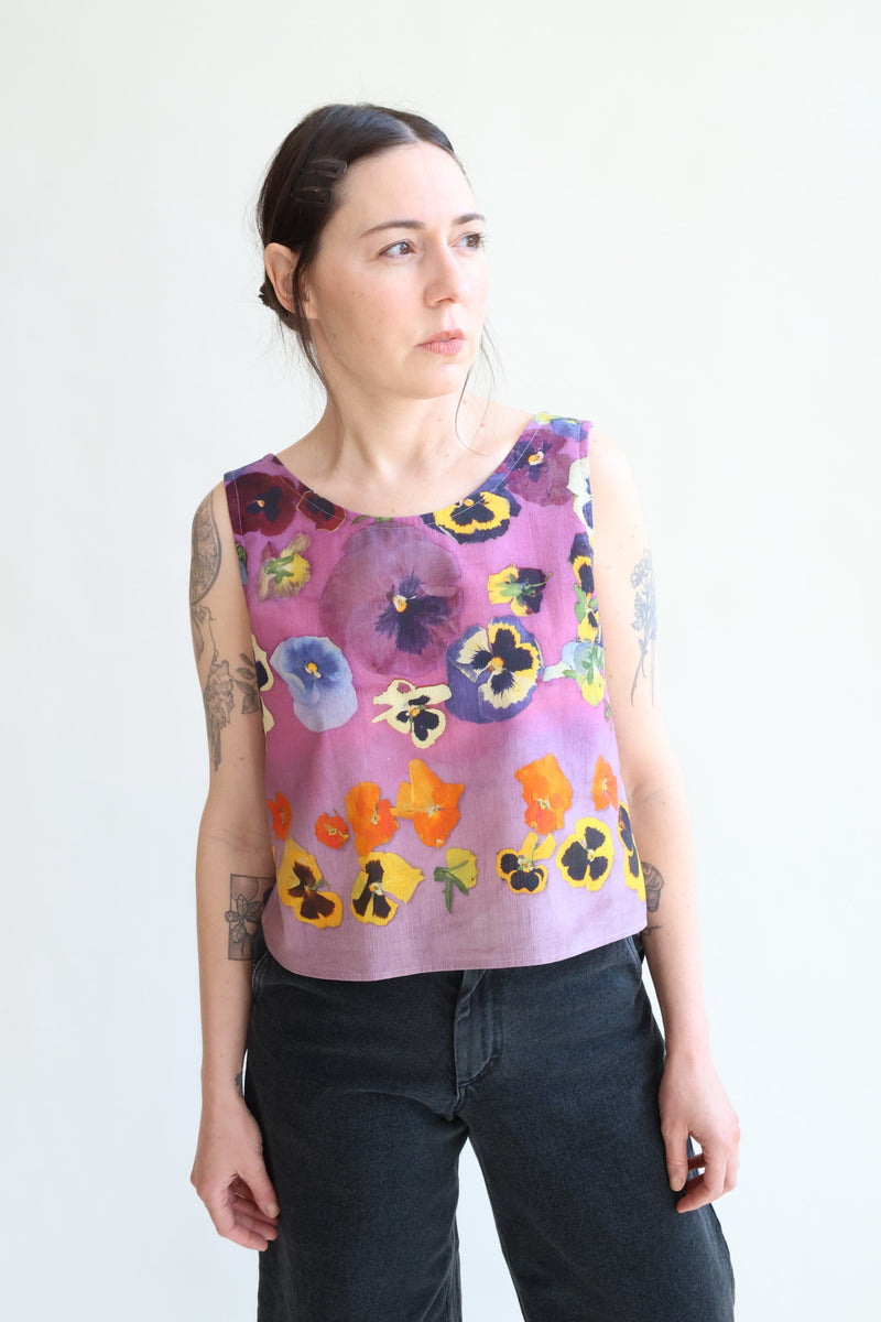 Summertop Print A - Pansies Purple