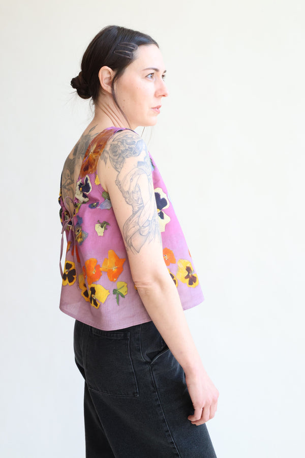 Summertop Print A - Pansies Purple