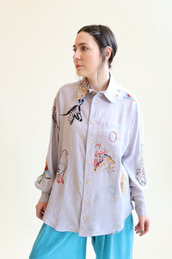 Unisex Shirt Hand Emroidered Animals