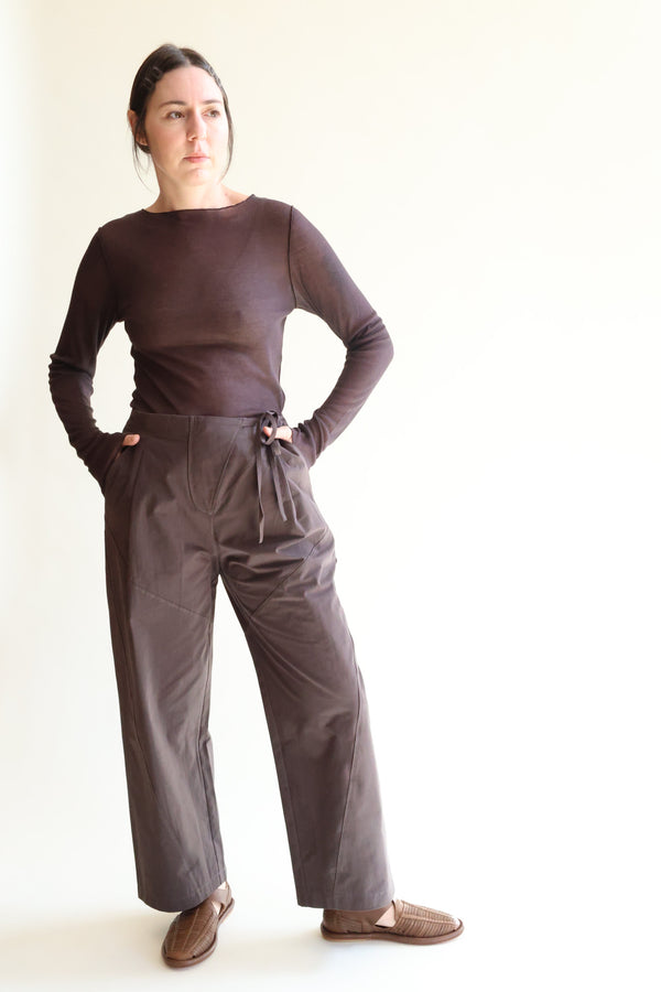 Flag Tie Pant Dark Brown