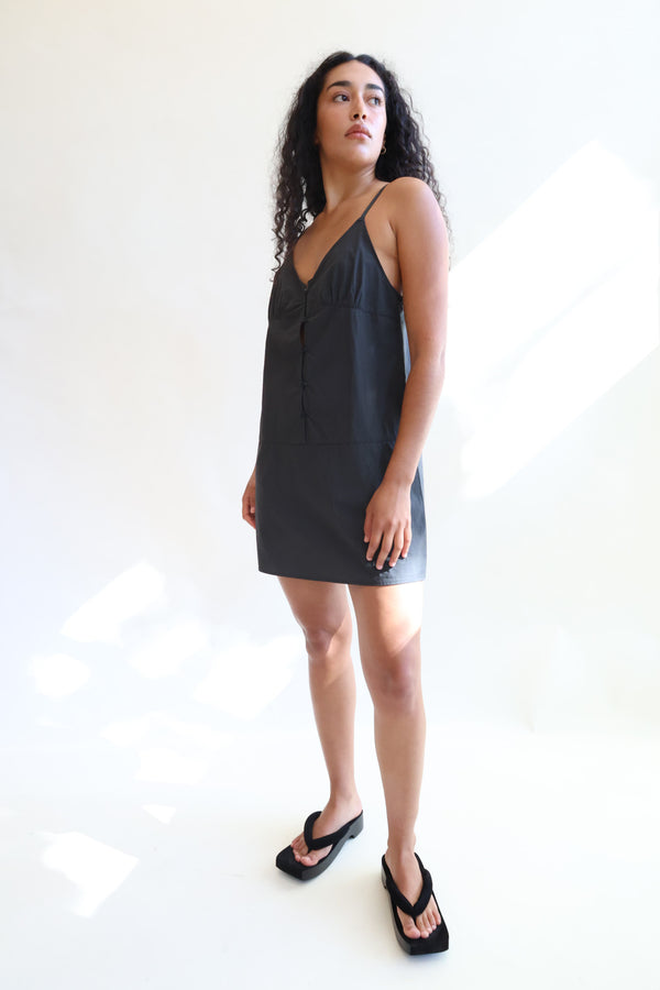 Seam Front Dress Black Stripe