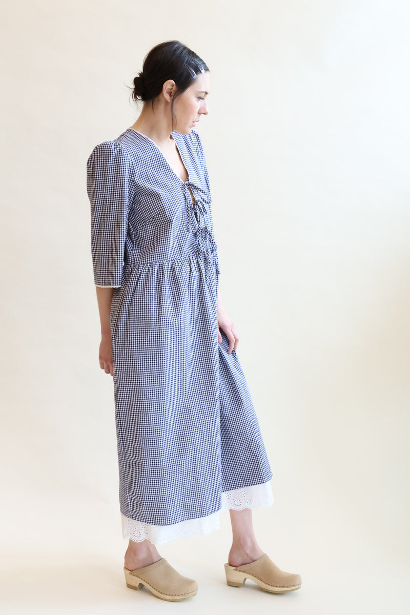 Mahonia Dress Navy Gingham Rhoan Mahonia Dress Navy Gingham Rhoan