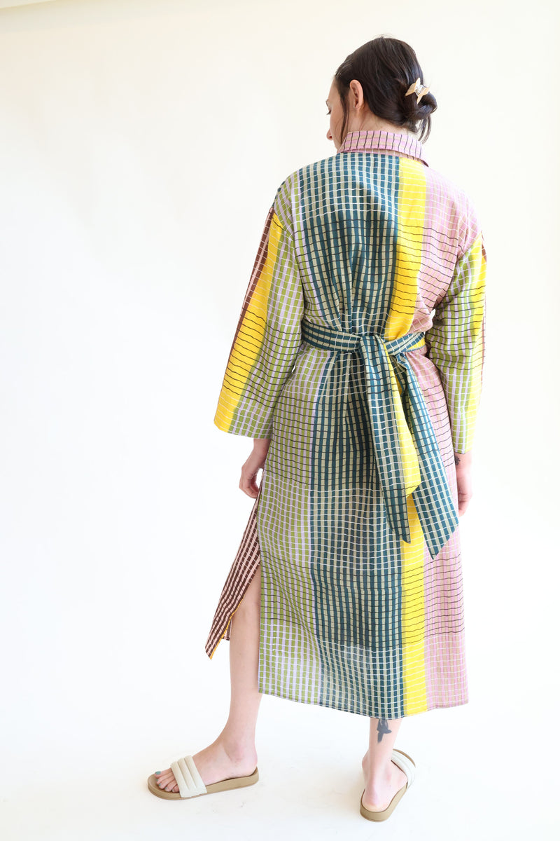 Alexandra Shirt Dress Ink Grid Block Print