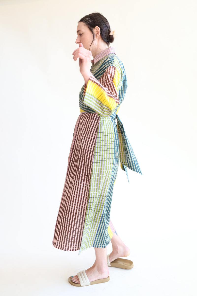 Alexandra Shirt Dress Ink Grid Block Print