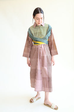 Alexandra Shirt Dress Ink Grid Block Print