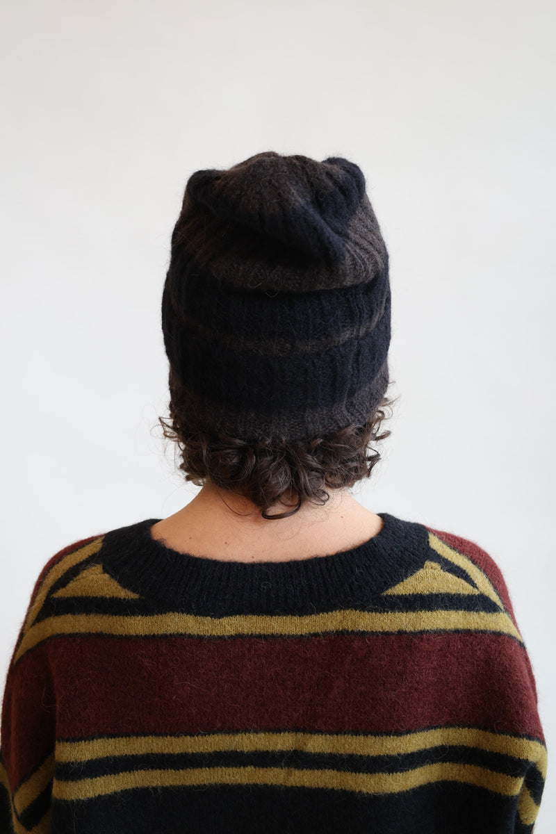 Baby Alpaca Beanie Stripes Brown and Black