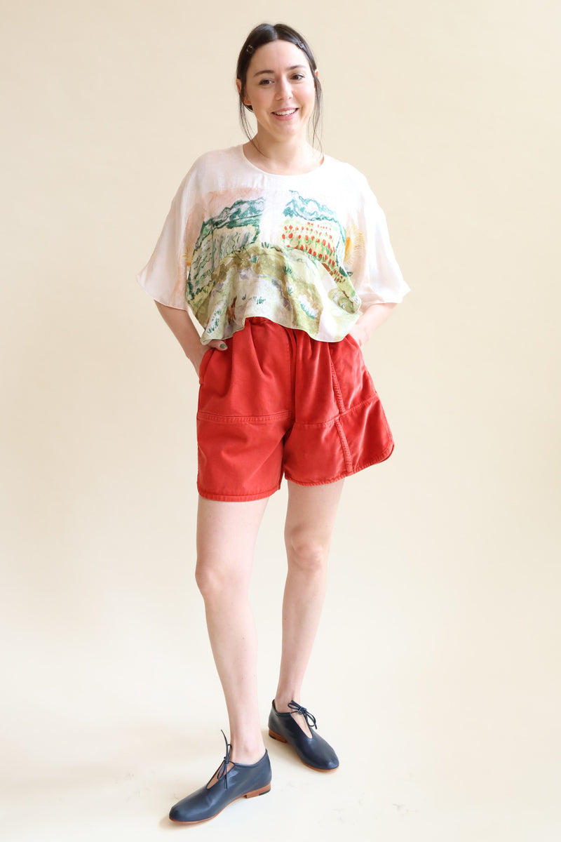 Shorts Clash Garment Dyed Red Color 7