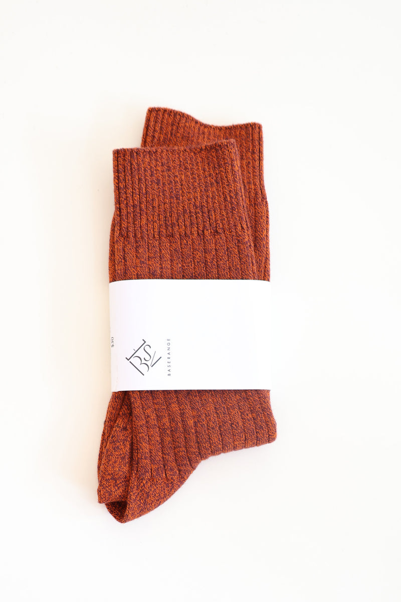 Rib Overankle Socks Angle Burgundy and Rust