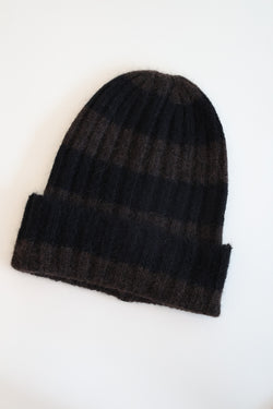 Baby Alpaca Beanie Stripes Brown and Black