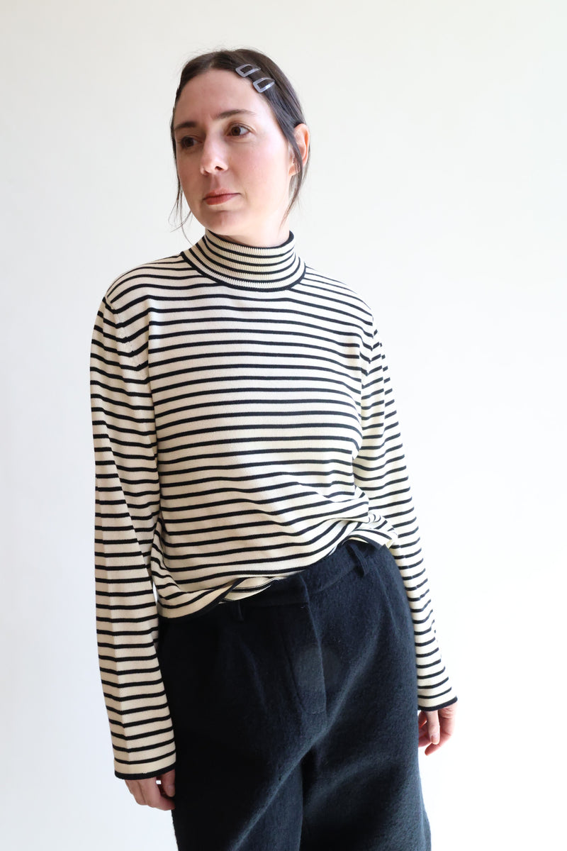 Cotton Striped Turtleneck Sweater