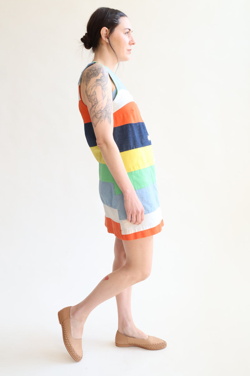 Button Front Mini Dress Cabana Stripe