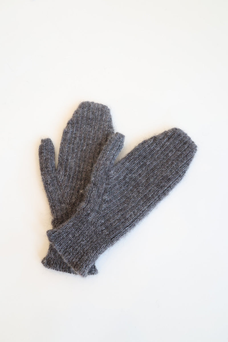 Rib Mitten Charcoal