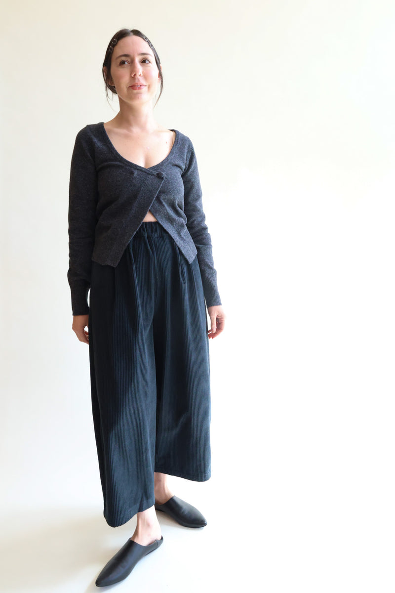 Asymmetric Knit Cardi Charcoal