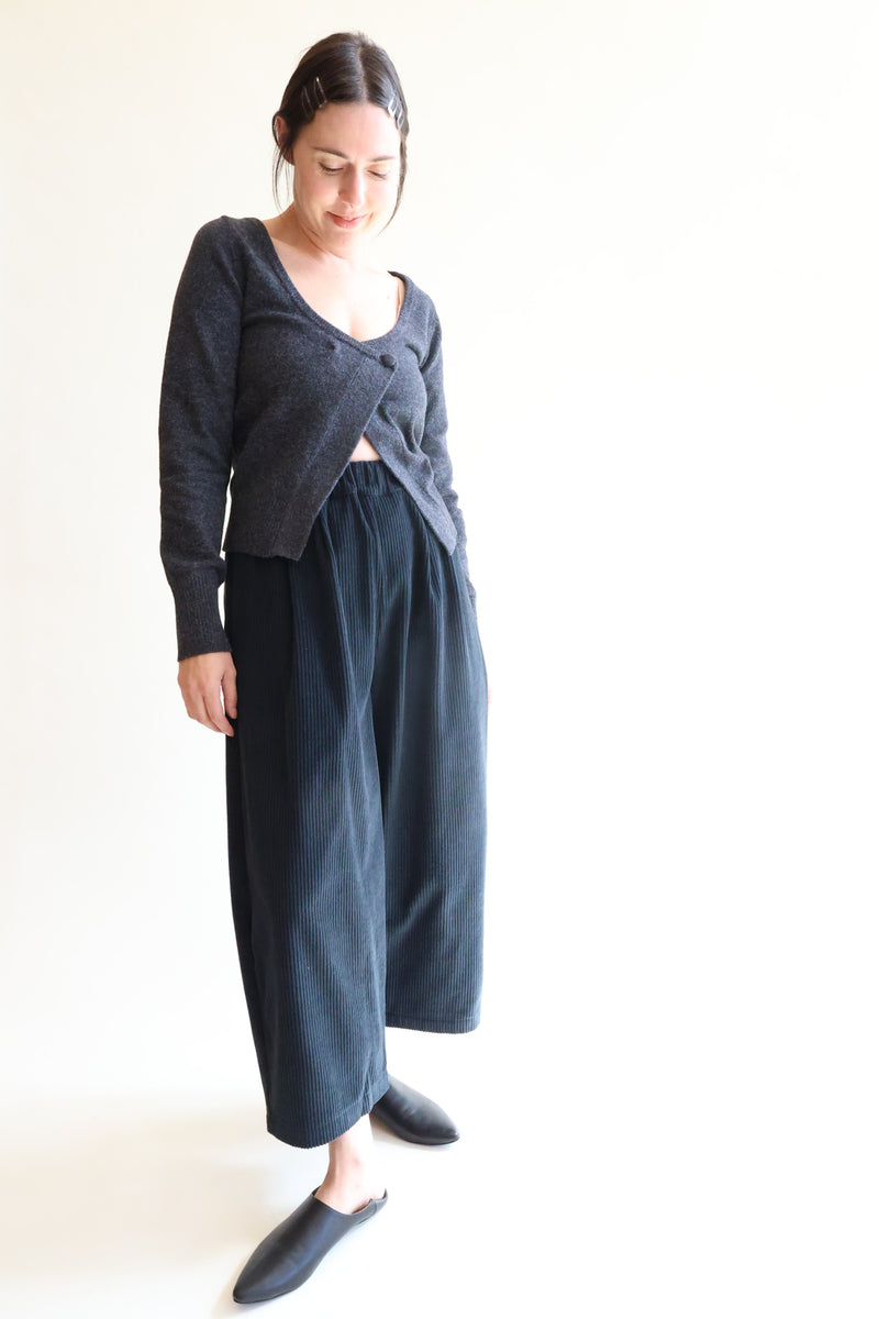 Corduroy Wide Pants Dark Grey