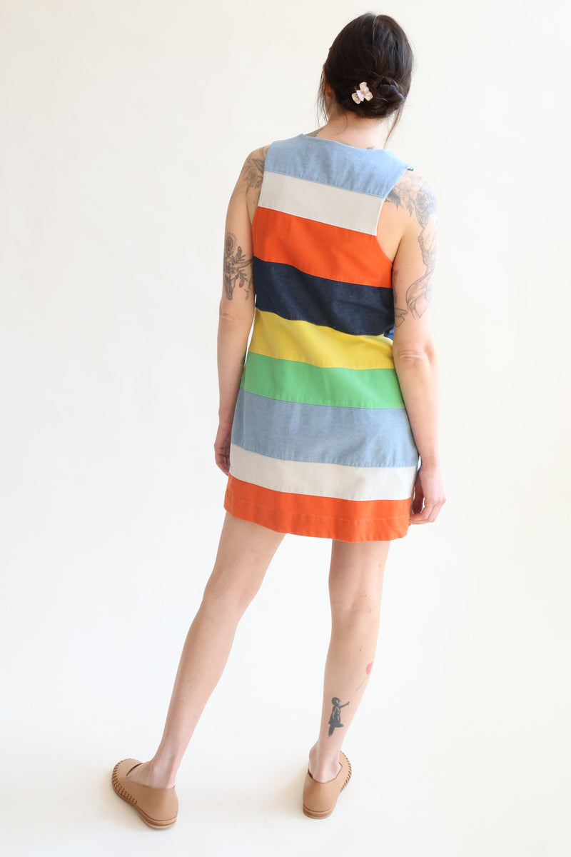 Button Front Mini Dress Cabana Stripe