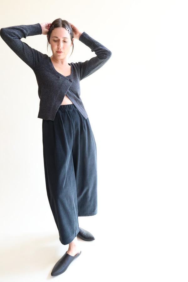 Corduroy Wide Pants Dark Grey