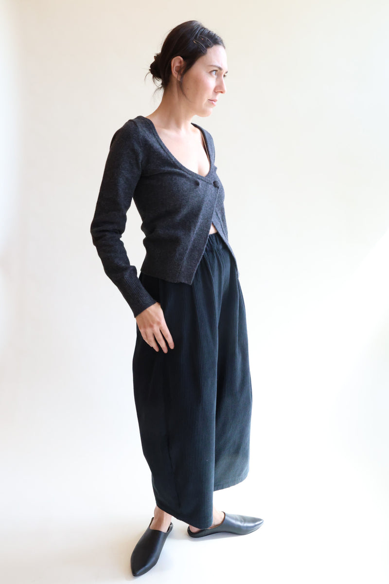 Asymmetric Knit Cardi Charcoal