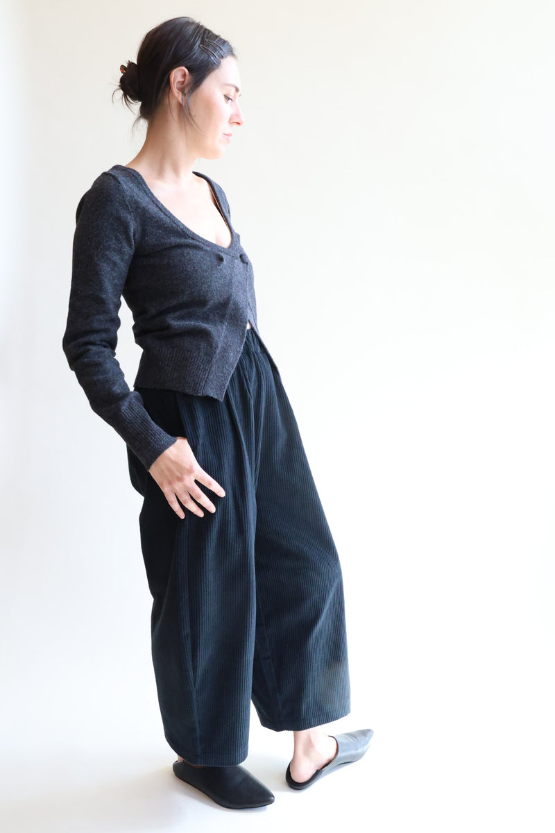 Corduroy Wide Pants Dark Grey