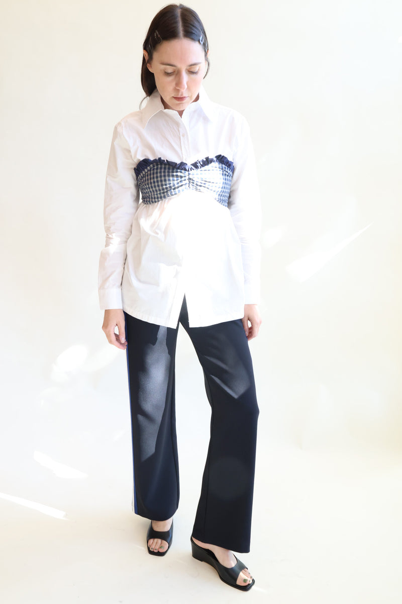 Track Pant Black with Blue/White Stripe