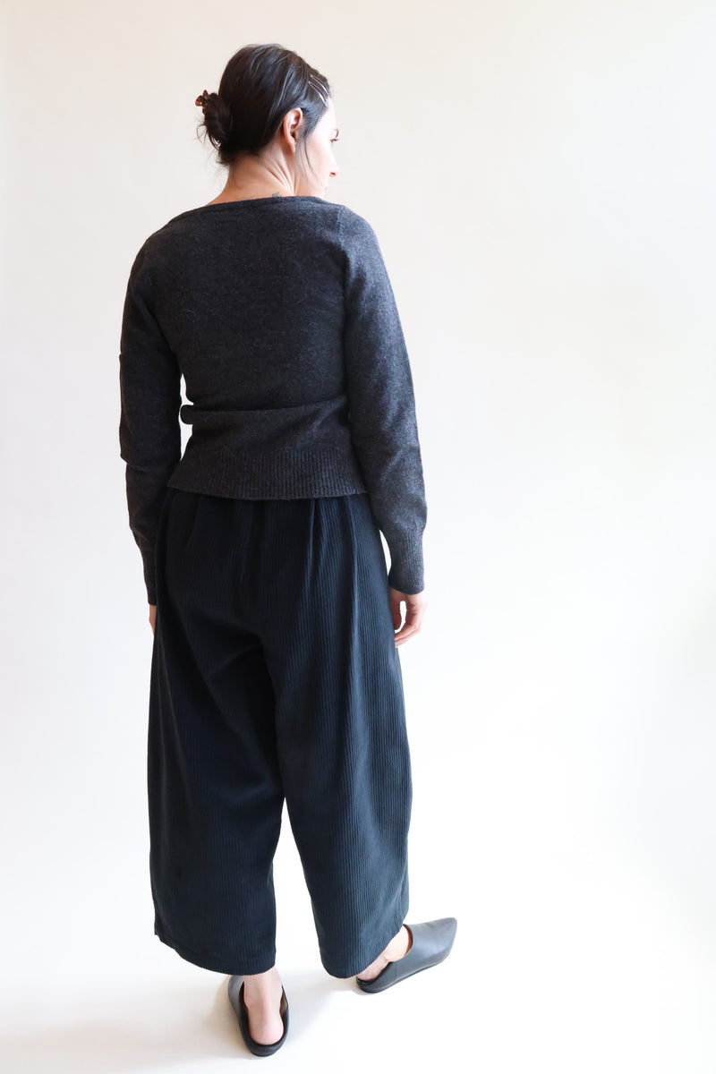 Corduroy Wide Pants Dark Grey