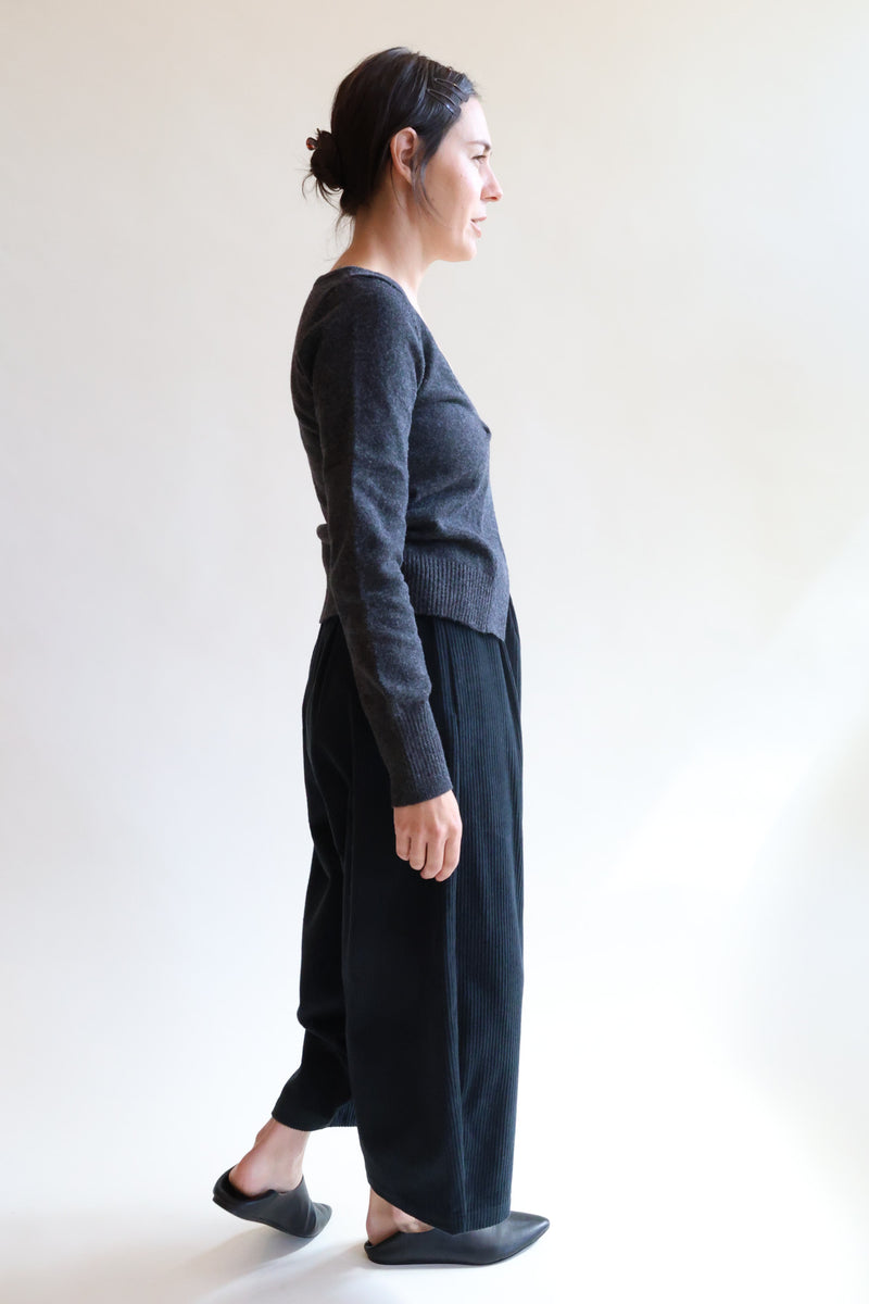 Asymmetric Knit Cardi Charcoal