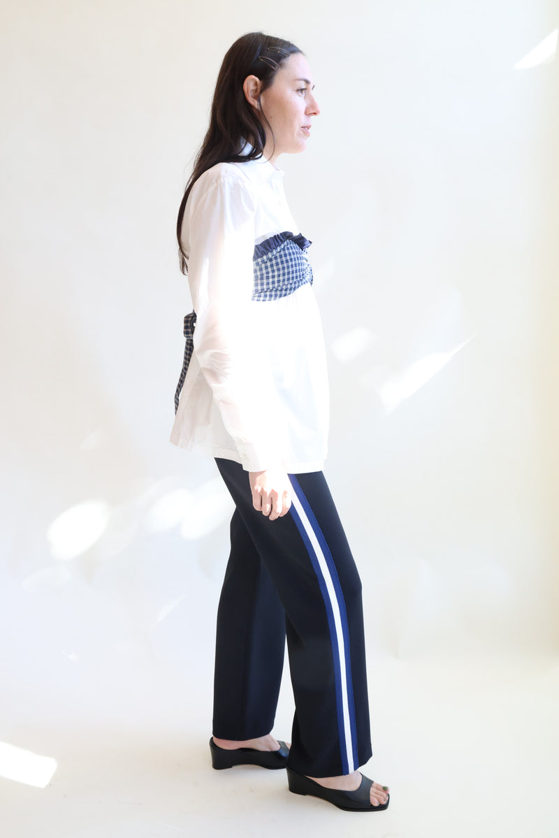 Track Pant Black with Blue/White Stripe