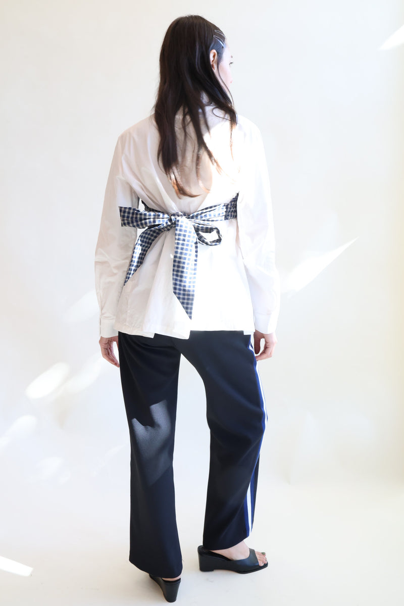 Track Pant Black with Blue/White Stripe