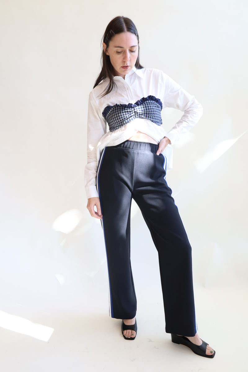 Track Pant Black with Blue/White Stripe