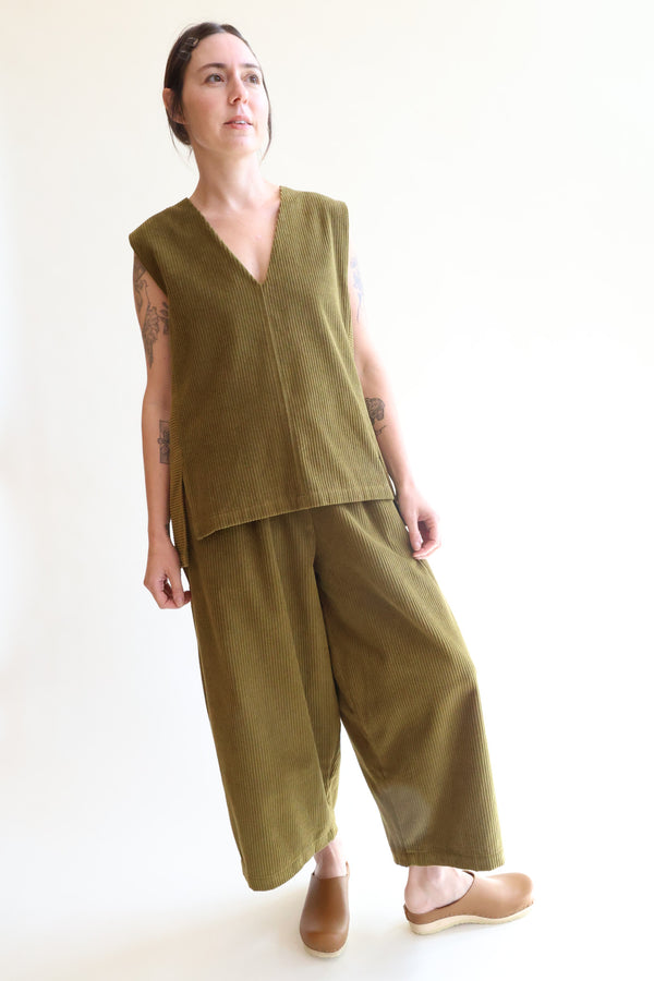 Corduroy Wide Pants Dark Olive