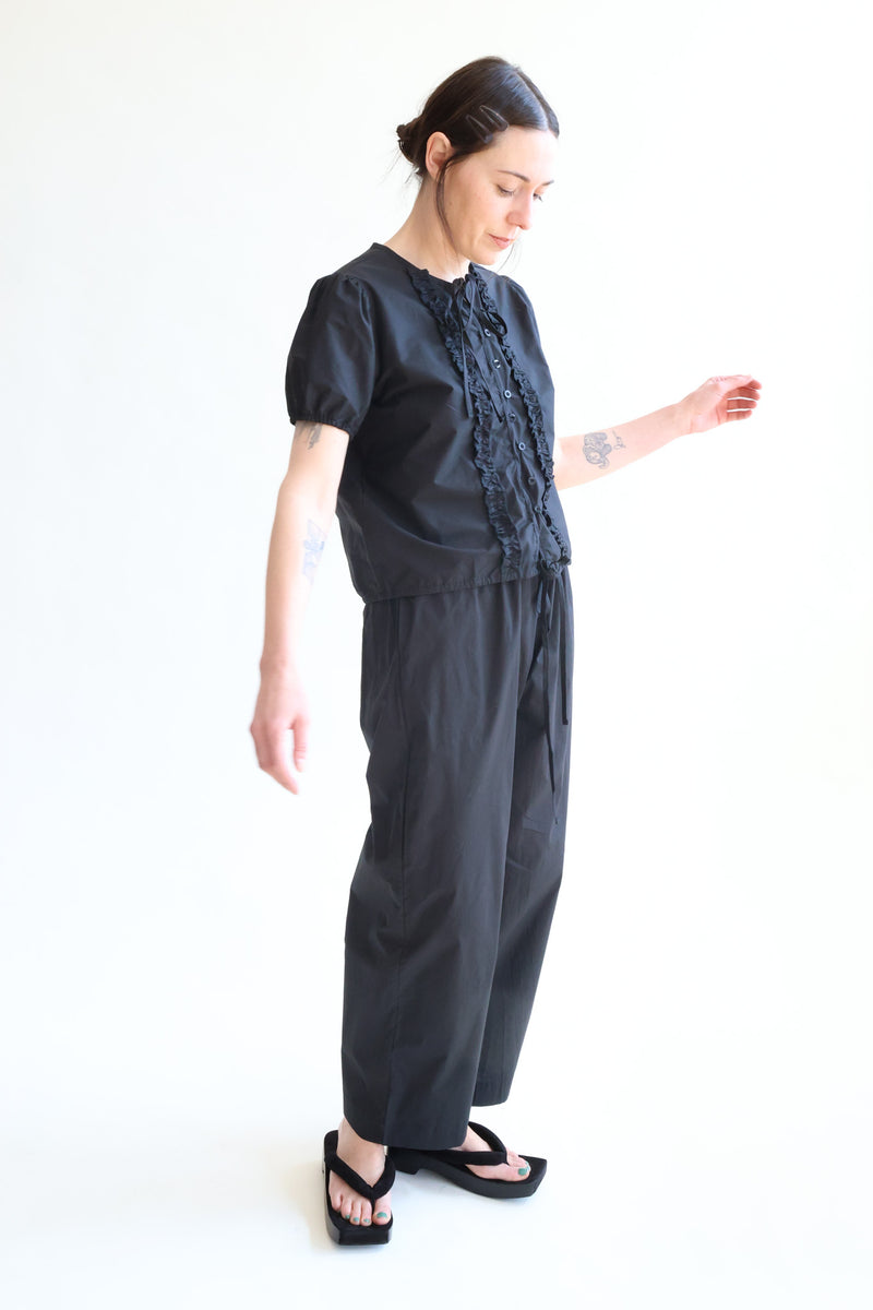 Double Frill Top Black