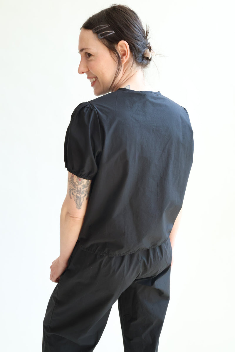 Double Frill Top Black