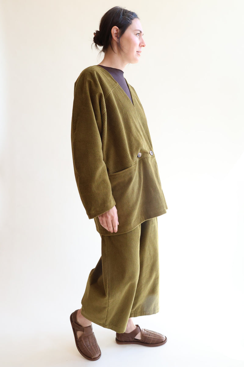 Corduroy Geometric Jacket Dark Olive